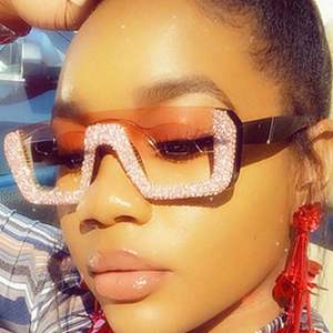 Gafas de Sol Cuadradas Extra Grandes Vintage UV400 para Mujer, Gafas de Sol de Media Montura con Pedrería, Gran Venta 2020 - Product Image 1