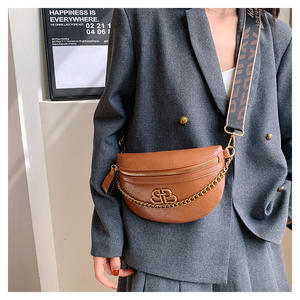 Nouvelle mode à la mode dames sac de poitrine unique épaule sac à bandoulière couleur Pure texturé en cuir Pu femmes poitrine taille sac - Product Image 1