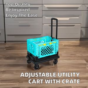 Chariot de courses pliable Tianyu T750C avec roues, design en plastique portable, capacité de 40 kg, option de logo personnalisé pour les supermarchés - Product Image 3