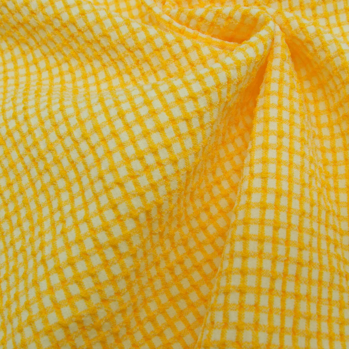 Stock lot stretch rayon fabric yellow grid spandex stretch swimwear fabric yoga fabric for dress