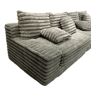 कस्टम आलसी मोटे कॉर्डरॉय क्लाउड विशाल तीन सीट एकांत एल-आकार होटल एडचस्टेबल डिचेबल लिविंग रूम बालकनी - Product Image 2