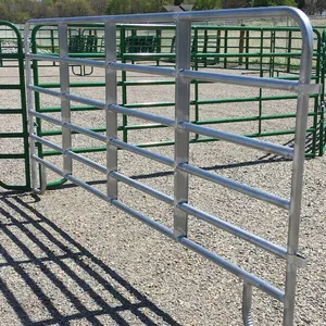 Preço barato trilhos tubulares fortes de metal galvanizado portões de fazenda com dobradiças ajustáveis