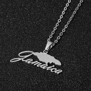 Collar <span class=keywords><strong>de</strong></span> <span class=keywords><strong>mapa</strong></span> <span class=keywords><strong>de</strong></span> acero inoxidable <span class=keywords><strong>de</strong></span> Hip Hop para mujer PAÍSES <span class=keywords><strong>DE</strong></span> Jamaica chapados en oro para boda o fiesta - Product Image 2