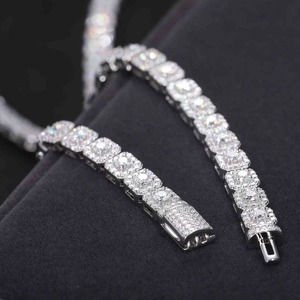 Vvs Clarity Moissanite Diamonds Halo Tennis <b>Bracelet</b> for Unisex Studded With 10KT <b>Solid</b> <b>Silver</b> Plated Luxury <b>Bracelet</b> - Product Image 2