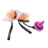 Chapeau d'Halloween doux FifiGo pour animaux de compagnie - Mini chapeau de sorcière avec jupe en filet pour lézards et petits animaux