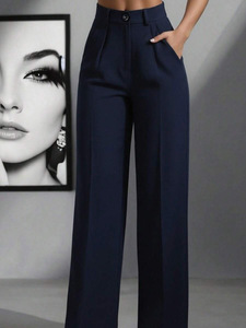 <span class=keywords><strong>Pantaloni</strong></span> da <span class=keywords><strong>Donna</strong></span> a Vita Alta e Gamba Dritta, Tessuto Morbido e Fluido, <span class=keywords><strong>Pantaloni</strong></span> Eleganti Minimalisti per l'Ufficio - Product Image 5