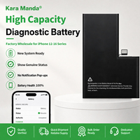 Batterie Li-ion personnalisée Kara Manda pour iPhone 16 Pro Max Plus, diagnostic de batterie, 0 cycle, pour batterie iPhone d'origine OEM