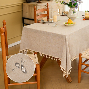 Mantel Nórdico de Color Sólido, Imitación <span class=keywords><strong>Lino</strong></span> y Algodón, Lavable, Impermeable, Resistente al Aceite, de Lujo, para Mesa de Comedor o Café - Product Image 3