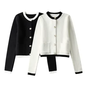 2 colorway single breasted front pockets long sleeve solid color casual fashion cardigan for women