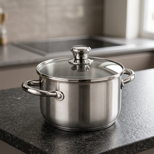 Juego de ollas y sartenes de acero inoxidable de 10 piezas con asas remachadas, compatibles con gas, para uso diario en la cocina. - Product Image 4