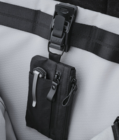 Pochette utilitaire mini noire résistante à l'eau avec logo personnalisé, en tissu Ripstop, double compartiment de rangement, mousqueton, service OEM pour accessoires EDC