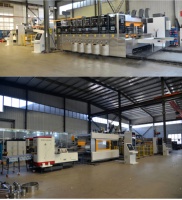 Nouvelle machine de production de boîtes en carton ondulé 5 couleurs pour impression, découpe et rainurage, ligne servo Huazhu 1628 avec cerclage PE