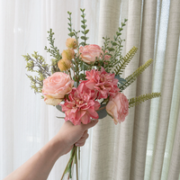 Rosa Zweige Handgefertigte Künstliche Blumenwand-Dekoration Europäischer Stil Natürlicher Touch Valentinstag Hochzeitsstrauß Heim-Deko