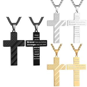 献身的な男性のための：頑丈なステンレススチール製の十字架ペンダントと重厚なキューバンチェーン |   日常使いに適した、信仰の堅牢な証言 - Product Image 5