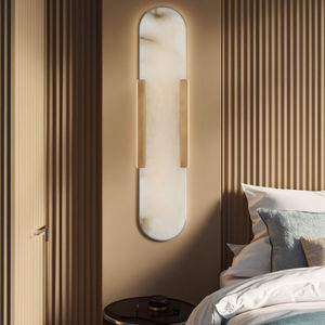 Aplique de Pared de Diseño Cuadrado Estilo Nórdico de Lujo en Mármol y Alabastro Español con Cobre y Latón Claro para Interiores de Sala de Estar - Product Image 1