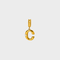 Diy Balloon Bubble Uppercase Letters Insert Pearl Pvd 18K Gold Plated Pendant Fashion Jewelry Stainless Steel Charms Wholesale