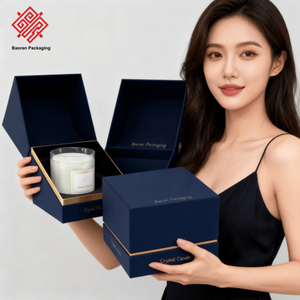 Caja de Regalo Rígida Trapezoidal con Tapa Cielo y Tierra para Velas Aromáticas de Exhibición, Reciclable y Ecológica de Baoren, con Estampado Dorado de Lujo - Product Image 2