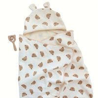 Serviette de bain à capuche pour enfants, imprimée, pour nouveau-né, printemps et été, peignoir de plage, enveloppement pour bébé, motif dessin animé