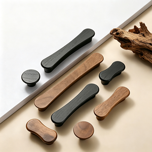 Manijas y Perillas Minimalistas de Madera para Gabinetes, Forma de Barra, Color Negro y Marrón, Herrajes Duraderos para Muebles de Cocina - Product Image 1