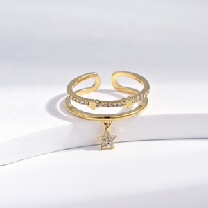 Bague personnalisée en argent sterling 925 plaqué or 14 carats, motif nœud, pour couple, style hip-hop, avec pierres précieuses, pour femme et fille - Product Image 1