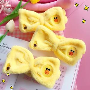 Bandeau de Douche Élastique Brodé Personnalisé Animaux Mignons Dessin Animé en Polaire Flanelle avec Nœud, Bandeau Masque Soin des Cheveux <span class=keywords><strong>Spa</strong></span> - Product Image 4