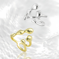 Bague abstraite irrégulière en or 18 carats pour femmes, argent sterling 925, bagues ajustables tendance, bijoux fins de créateur sur mesure, vente en gros