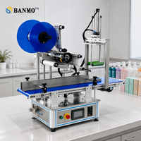 Machine d'étiquetage automatique de bureau BANMO pour boîtes et bocaux, application d'étiquettes sur trois côtés, écran tactile, convoyeur 20m/min