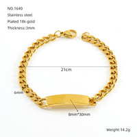 Bracelet chaîne gourmette cubaine vintage en acier inoxydable avec ancre et breloque main Hamsa plaqué or 18 carats
