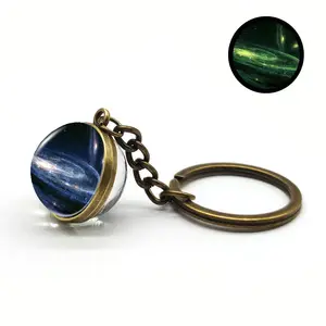 Chaveiro de luxo com pingente de galaxy, chaveiro enfeite de bola de vidro dupla face para nebula, terra, marte, saturn, sistema solar de lua, chaveiro