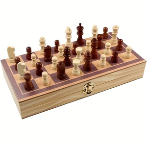 Boîte cadeau en bois de luxe en gros, boîte de rangement en bois de haute qualité, boîte de rangement en bois pliable portable, jeux d'échecs internationaux - Product Image 1