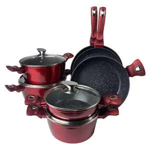 Batterie de cuisine en aluminium antiadhésif Casseroles de cuisson Set Pot à soupe pour induction et gaz