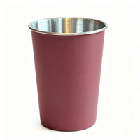 Mug à bière pour bar à domicile, en acier inoxydable 304, tasse simple paroi pour café, jus, boissons froides, finition brossée