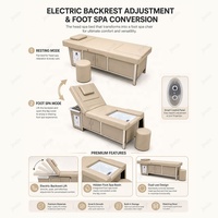 Fauteuil de lavage de cheveux électrique pour spa thaïlandais, table de massage et de pédicure avec circulation d'eau et vapeur intégrée