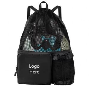 Factory Selling Beach Swimming Mesh <b>Backpack</b> Bag Travel Gym Sports <b>Drawstring</b> <b>Backpack</b> With Customized Logo - Product Image 1