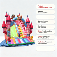 Château gonflable commercial à thème sportif rose avec toboggan pour enfants, aire de jeux extérieure, location, PVC