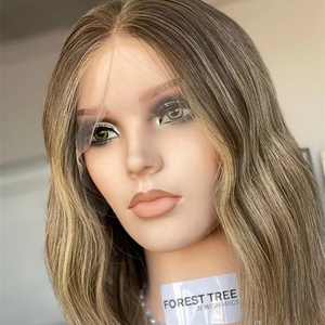 SHY diseño de lujo 100% pelucas de cabello humano europeo para mujeres corto Balayage Color capa súper ligera cutícula alineada cabello mujer peluca - Product Image 3