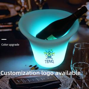 دلو ثلج ليد من البلاستيك بالطاقة الشمسية مع حامل ملون 16RGB ، دلو بيرة للشمبانيا للحفلات الليلية ، دلو ثلج ليد - Product Image 5