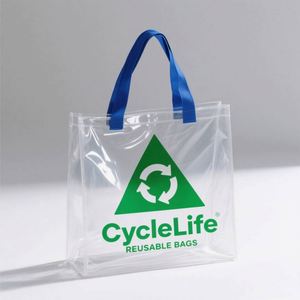 Sac de courses personnalisé recyclable en polyéthylène avec poignée annulaire souple, en LDPE/HDPE, pour supermarché, emballage de vêtements, avec logo - Product Image 4