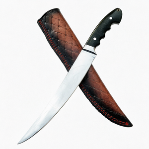 Cuchillo de Chef Japonés Damasco Hecho a Mano de 14 Pulgadas con Núcleo de Acero VG10, Mango de Micarta y Funda de Cuero Profesional - Product Image 1
