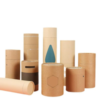 Boîte d'emballage cadeau en tube cylindrique en papier kraft recyclable personnalisé avec logo personnalisé pour bougie, cosmétique, cadeau