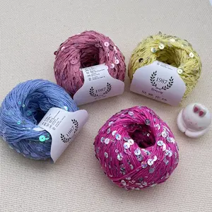 Garment Design Use Sequin Yarn 3MM 6MM 1/2.3NM Colorful Beads Sequin Yarn For Crochet Bag