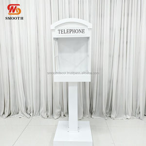 Cabines téléphoniques miniatures en fer lisses pour livre d'or audio avec lumière néon, décoration de mariage, design miroir, tailles/couleurs personnalisables - Product Image 2