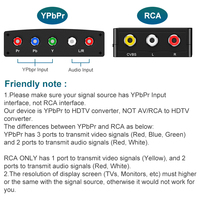 Konverter YPbPr ke HDTV 1080P HD, Input Komponen RGB YPbPr ke Output HDTV Adaptor Video Audio dengan Kabel Daya USB