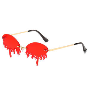 Mode Hip Hop fondant gouttes lunettes de soleil femmes 2023 conception Unique sans monture cadre <span class=keywords><strong>rouge</strong></span> rose flamme larmes hommes lunettes de soleil nuances - Product Image 5