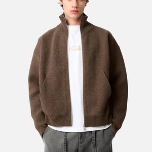<span class=keywords><strong>Cardigan</strong></span> Vintage Oversize <span class=keywords><strong>con</strong></span> Collo Alto per <span class=keywords><strong>Uomo</strong></span>, Tinta Unita, Casual, in Morbido Misto Lana <span class=keywords><strong>con</strong></span> Zip, per Uomini e Donne - Product Image 1