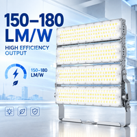 Projecteur LED 4 modules 1200W IP67 pour extérieur, éclairage commercial à mât haut, support réglable
