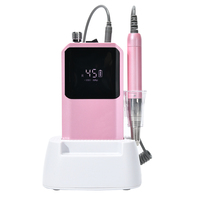 Ponceuse à ongles sans fil 45000 tr/min, sans balais, rechargeable, avec base de charge et clip ceinture pour salon