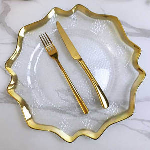 จานพลาสติกใสแบบใช้แล้วทิ้งสีทองสำหรับงานแต่งงานจานหนัก13 "แบบพรีเมี่ยมสำหรับงานหนัก - Product Image 4