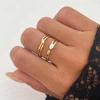 AW NEW BOHO DOUBLE COUCHE MINIMALISTE VIGNE TINY ZIRCON ELEGANT ANNEAUX ENSEMBLE Dazan HOT 18k PVD Plaqué Or Acier Inoxydable Lady BIJOUX