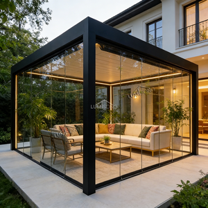 Pérgola Arquitectónica Plegable con Rejillas, Gazebo, Toldo, Parasol 3x4m, Cubierta para Terraza Exterior Ecológica, Moderna con Recubrimiento en Polvo - Product Image 3